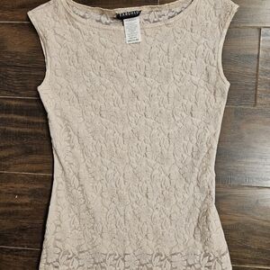 Sheer Back, Tan Lace Blouse for Women